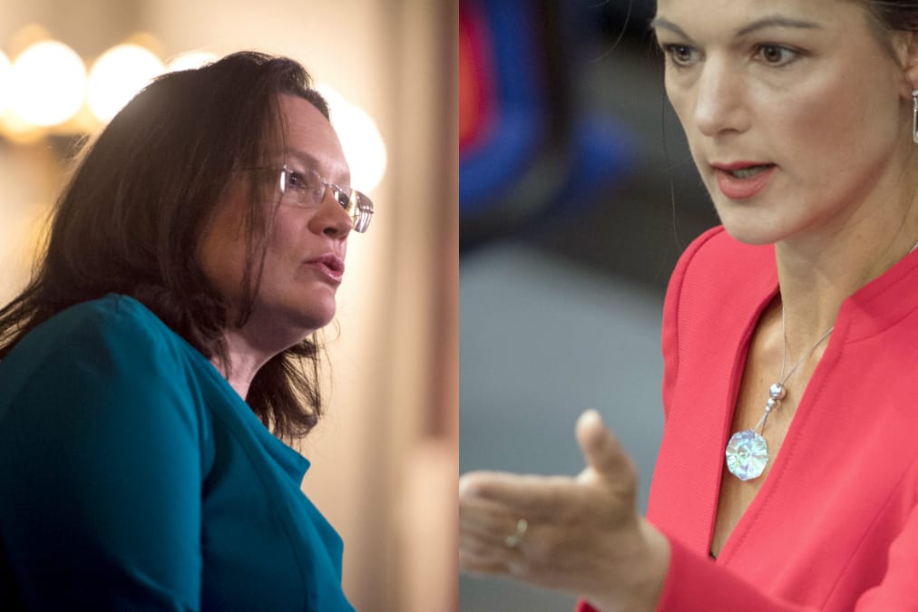 Andrea Nahles (SPD) und Sahra Wagenknecht (Die Linke) streiten sich bei Maybrit Illner.