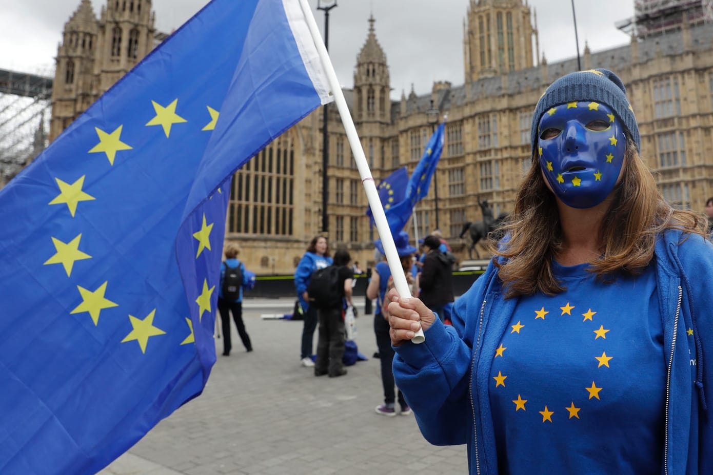Vor dem Parlament in London (Großbritannien) finden zahlreiche Protestaktionen gegen den Brexit statt.