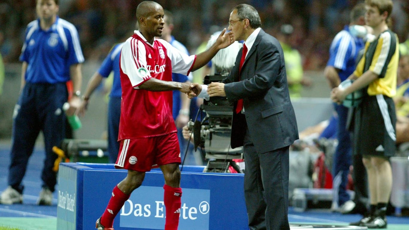 Zé Roberto 2005 mit Bayern-Trainer Felix Magath. Der Brasilianer hat besondere Erinnerungen an "Quälix"...