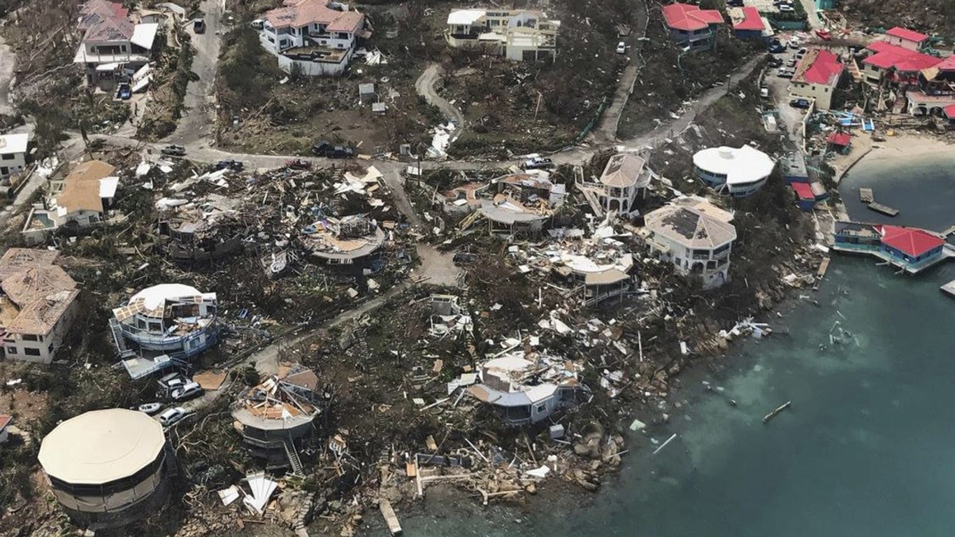 Auf der Insel Virgin Gorda hat Hurrikan "Irma" eine Feriensiedlung in der Leverick Bucht verwüstet.
