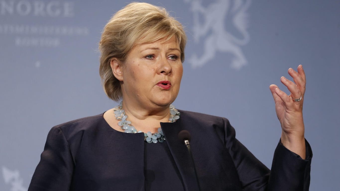 Die norwegische Regierungschefin Erna Solberg zeichnet sich als Siegerin der Wahlen ab.