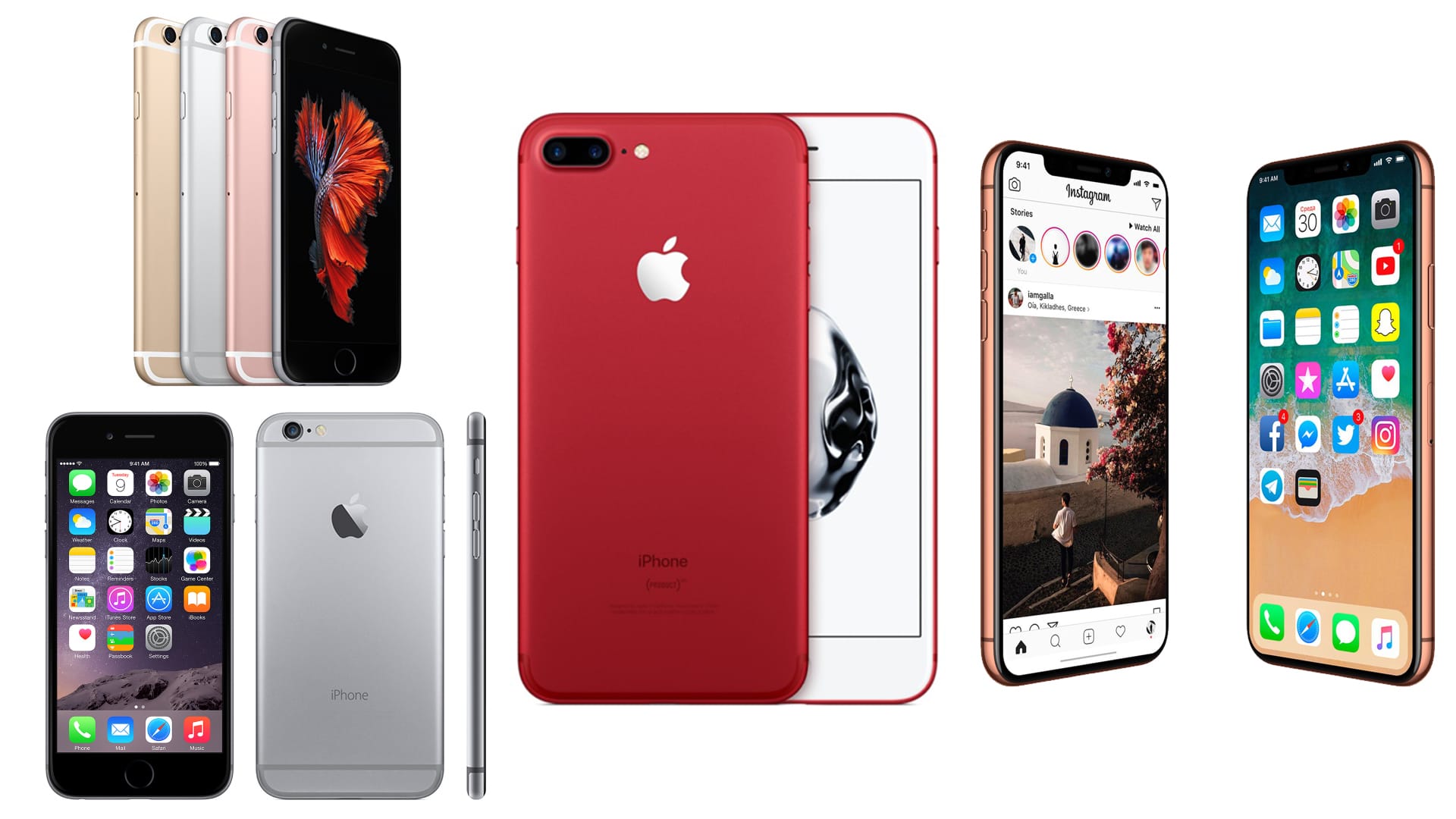 Vier Jahre iPhone-Geschichte auf einen Blick: Vom iPhone 6 zum iPhone X. Vier Jahre iPhone-Geschichte auf einen Blick: Vom iPhone 6 zum iPhone X.