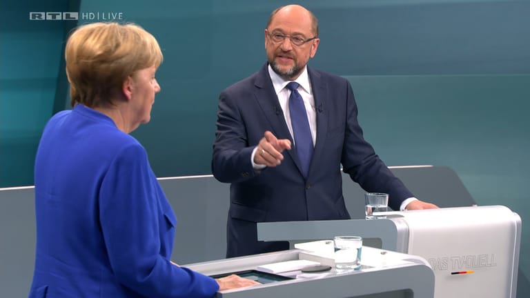 Das TV-Duell zwischen Angela Merkel und Martin Schulz fand am 03.09.2017 in Berlin statt.