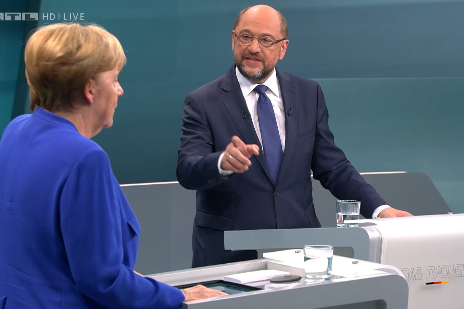 Das TV-Duell zwischen Angela Merkel und Martin Schulz fand am 03.09.2017 in Berlin statt.