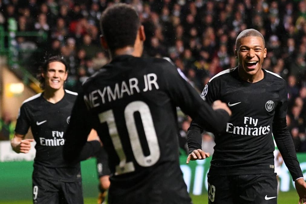 v.links: Edinson Cavani, Neymar und Kylian Mbappé zeigten eine überragende Vorstellung gegen Celtic.