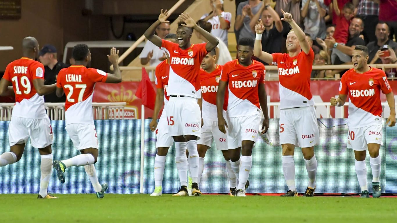 Die Stars des AS Monaco beim Torjubel im Topspiel gegen Olympique Marseille.