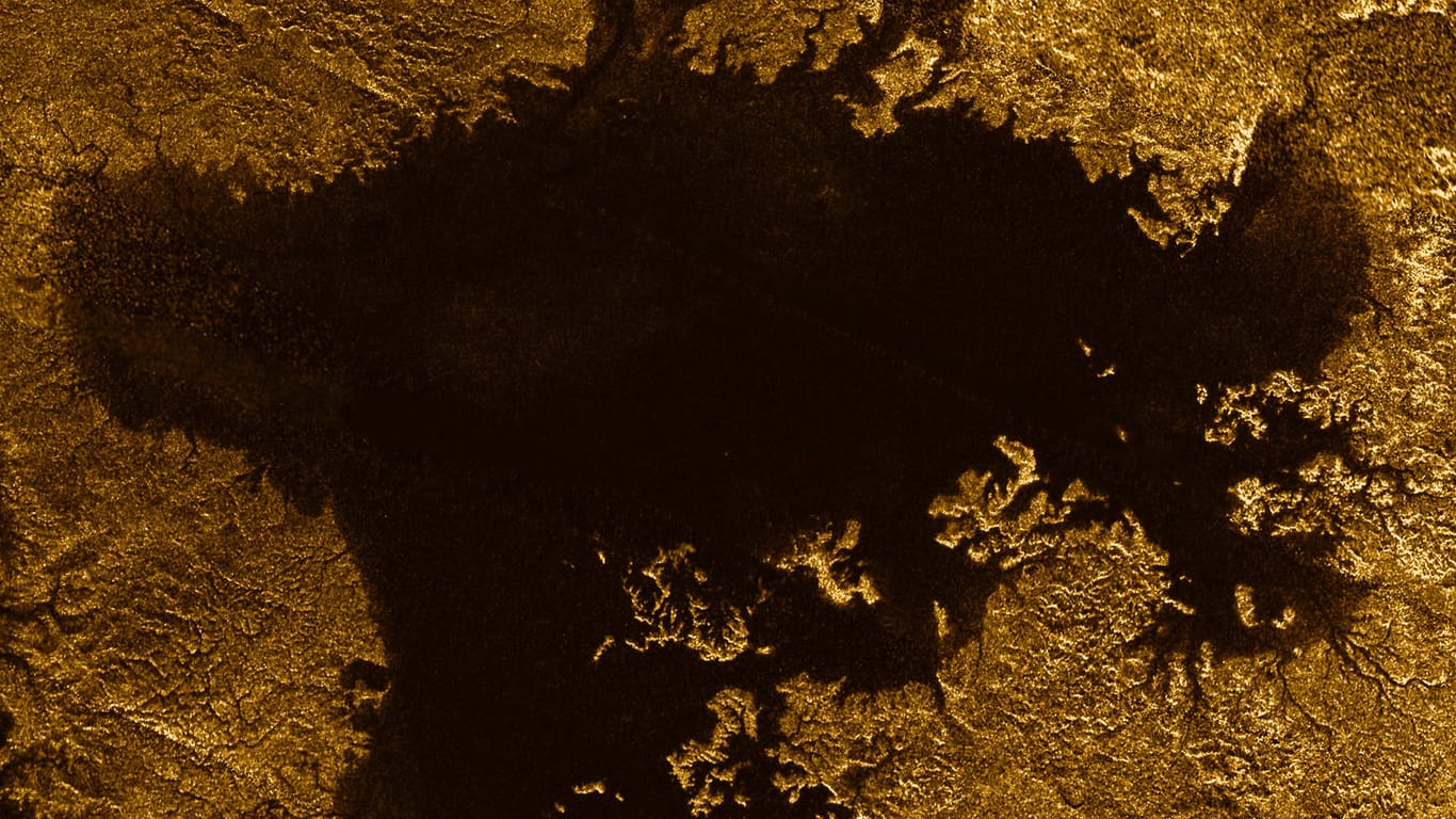 Cassini schoss unter anderem Fotos des flüssigen Methan-Sees Ligeia Mare auf dem Saturnmond Titan.