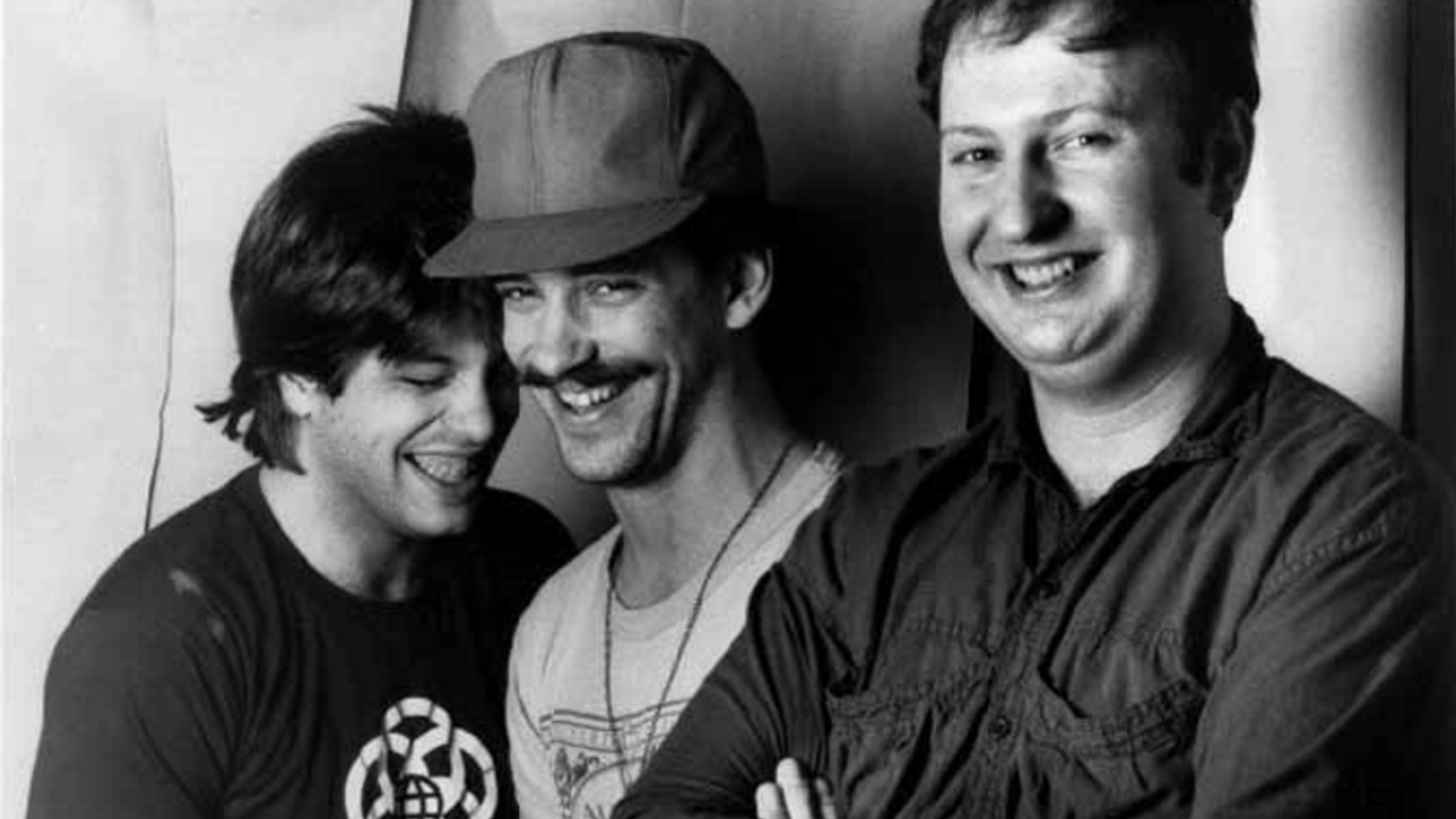 Grant Hart (l.) mit Greg Norton und Bob Mould im Mai 1986.