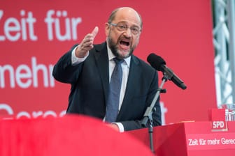 Martin Schulz bei einem Wahlkampf-Auftritt in Schwerin.