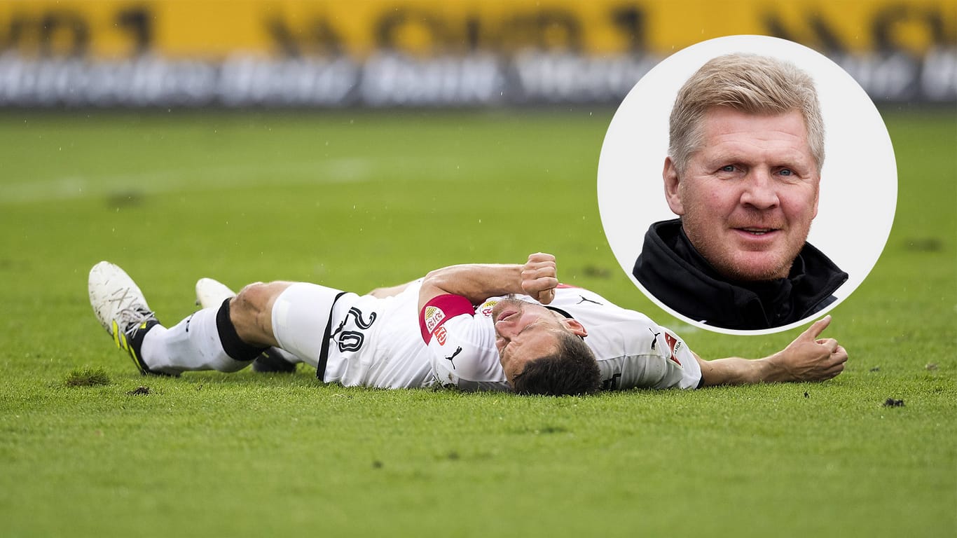 VfB-Kapitän Christian Gentner nach der Horror-Szene am Boden. Stefan Effenberg glaubt, dass Gentner künftig vorsichtiger in Zweikämpfe geht.