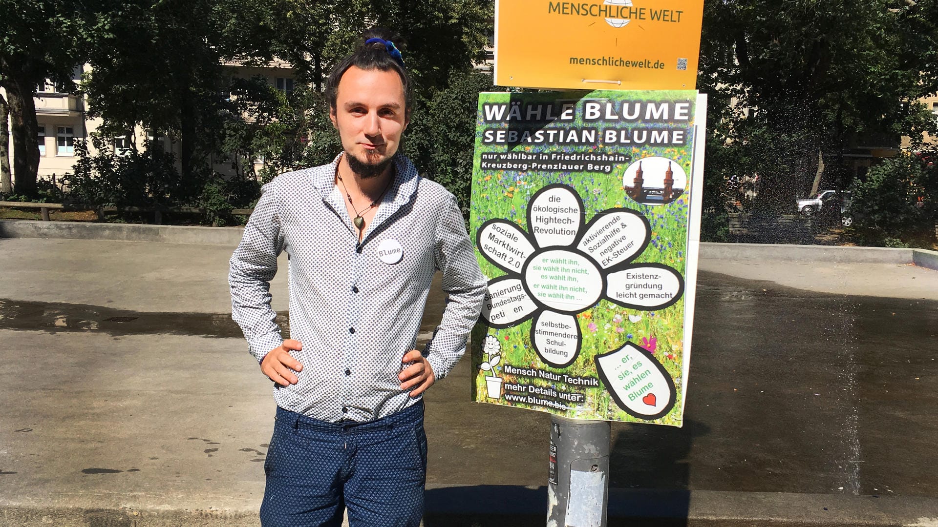 Als unabhängiger Bewerber konkurriert Sebastian Blume in Friedrichshain, Kreuzberg und Prenzlauer Berg gegen die Kandidaten der großen und kleinen Parteien.