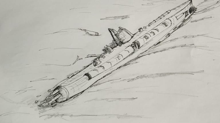 Die Zeichnung zeigt die Lage und den Zustand des nun aufgefundenen U-Bootes an.