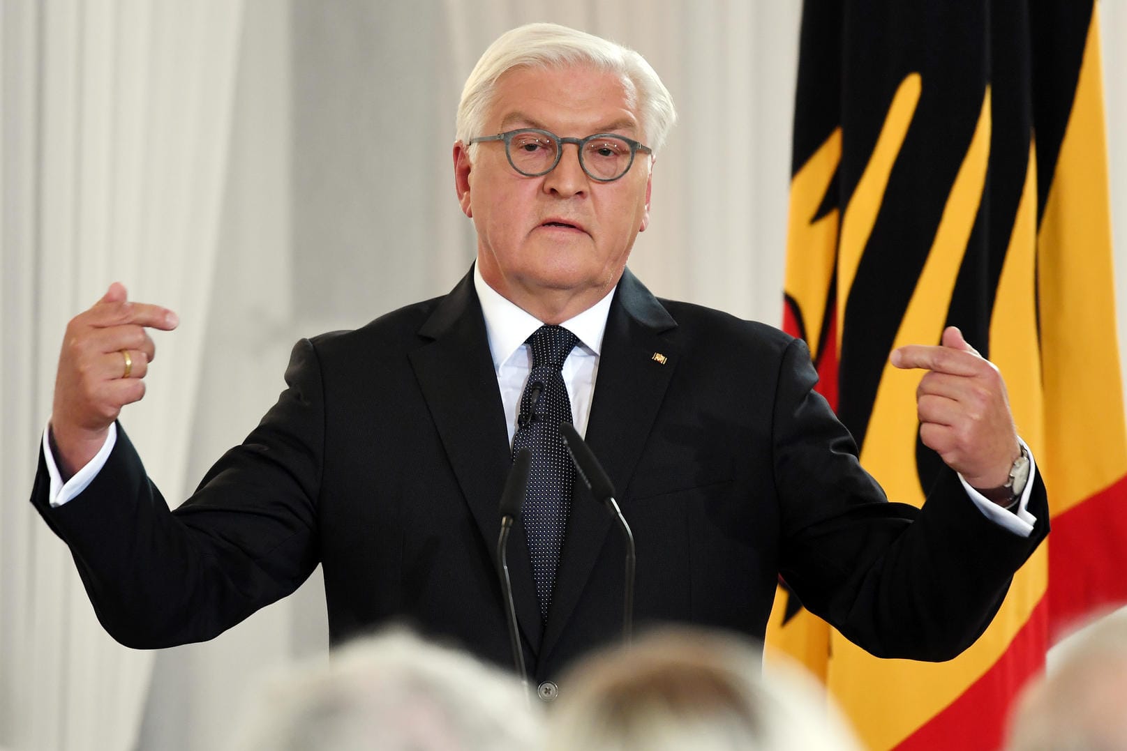 Frank-Walter Steinmeier spricht im Schloss Bellevue.