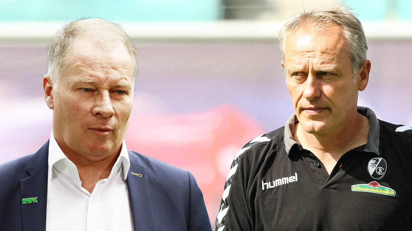 Kleinere Klubs, wie der FC Augsburg von Manager Stefan Reuter (l.) und der SC Freiburg von Trainer Christian Streich, könnten unter einer kürzeren Transferphase leiden.