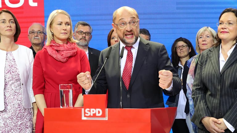 Kämpferisch: SPD-Kanzlerkandidat Martin Schulz nach der Wahlschlappe im Willy-Brandt-Haus.