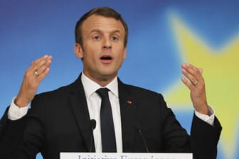 Der französische Präsident Emmanuel Macron bei seiner Rede in der Universität Sorbonne in Paris.