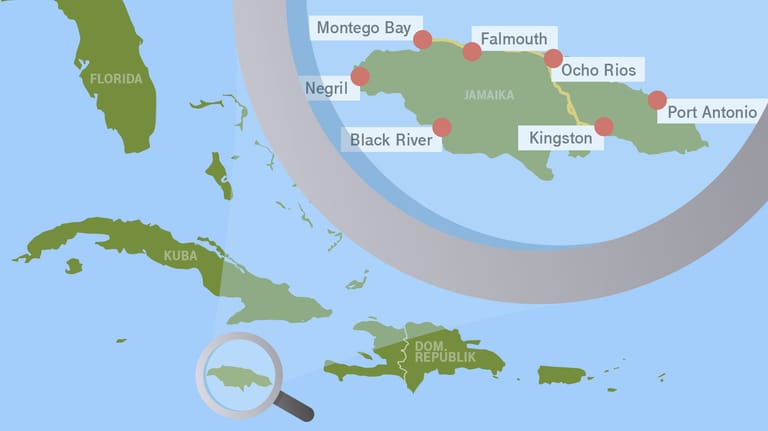 Die Insel Jamaika liegt rund 145 Kilometer südlich von Kuba in der Karibik und zählt zu Mittelamerika.