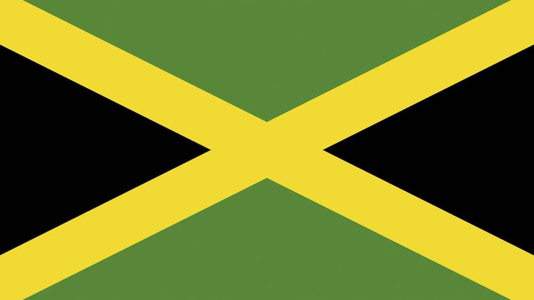 Die Flagge Jamaikas aus den drei Farben Schwarz-Gelb-Grün, die einen deutschen Journalisten zum Namen einer neuen Koaltionsgemeinschaft inspirierte.
