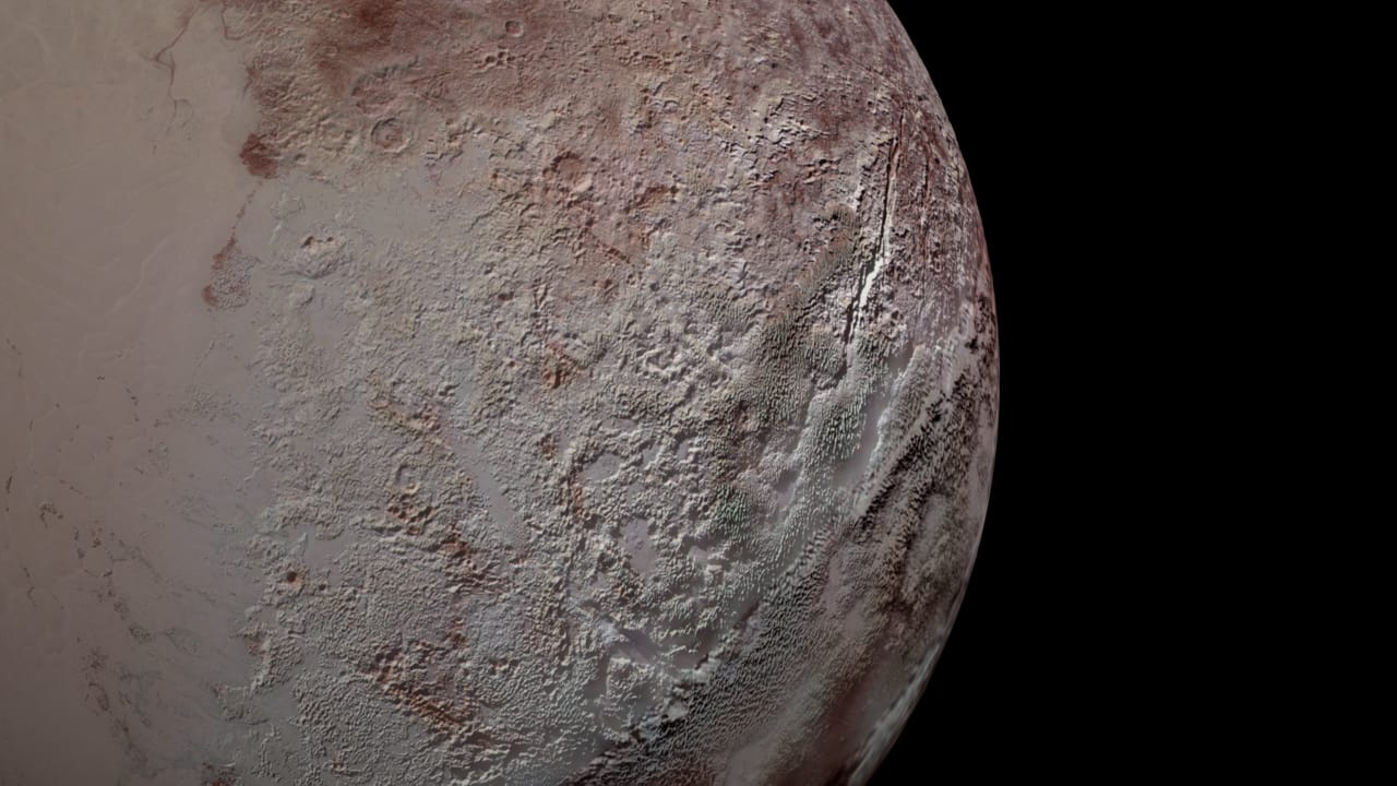 Eine Aufnahme des Zwergplaneten Pluto aus dem Juli 2015. Das Bild entstand bei einem Vorbeiflug der Sonde "New Horizons". Eine Aufnahme des Zwergplaneten Pluto aus dem Juli 2015. Das Bild entstand bei einem Vorbeiflug der Sonde "New Horizons".
