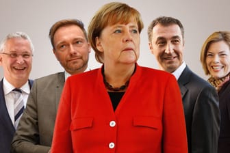 Angela Merkel und einige der Kandiaten für wichtige Ministernposten in einer möglichen Jamaika-Koalition.