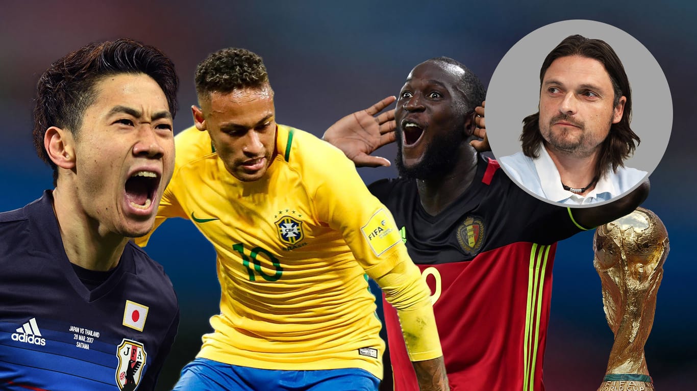 Lutz Pfannenstiel (r.) mach den WM-Check: Shinji Kagawa (l.) mit Japan, Neymar (M.) mit Brasilien und Romelu Lukaku mit Belgien haben sich bereits für das Turnier 2018 in Russland qualifiziert.