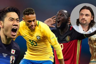 Lutz Pfannenstiel (r.) mach den WM-Check: Shinji Kagawa (l.) mit Japan, Neymar (M.) mit Brasilien und Romelu Lukaku mit Belgien haben sich bereits für das Turnier 2018 in Russland qualifiziert.