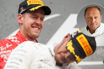 Macht Sebastian Vettel (links) seinen Rivalen Lewis Hamilton auch in Japan nass? Jochen Mass (rechts oben) sieht den Deutschen in der Favoritenrolle.