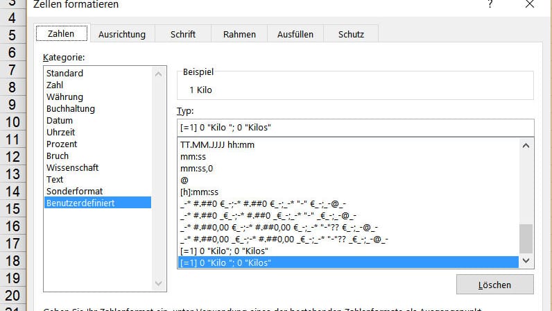 Für den entsprechenden Zellbereich geben Sie das Format an.