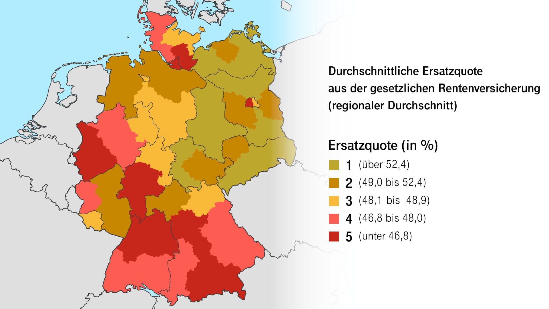 Durchschnittliche Ersatzquote aus der gesetzlichen Rentenversicherung – regionaler Durchschnitt.