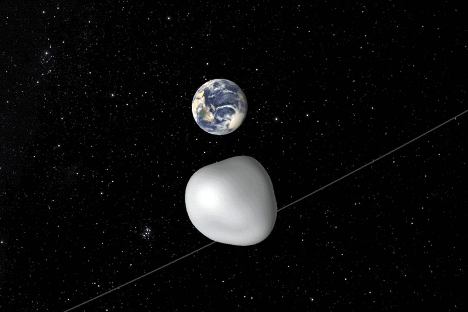 Die Animation der Nasa zeigt den Asteroid 2012 TC4, der am 12. Oktober an der Erde vorbeifliegt.