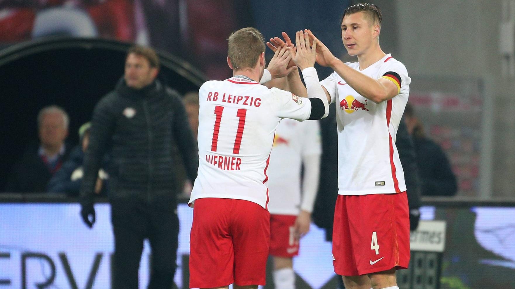 Orban (r.) mit Timo Werner. Für den RB-Kapitän ist Werner der nächste Jamie Vardy.