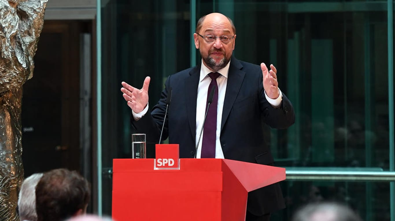 Martin Schulz spricht auf einer Veranstaltung in der Berliner SPD-Zentrale.