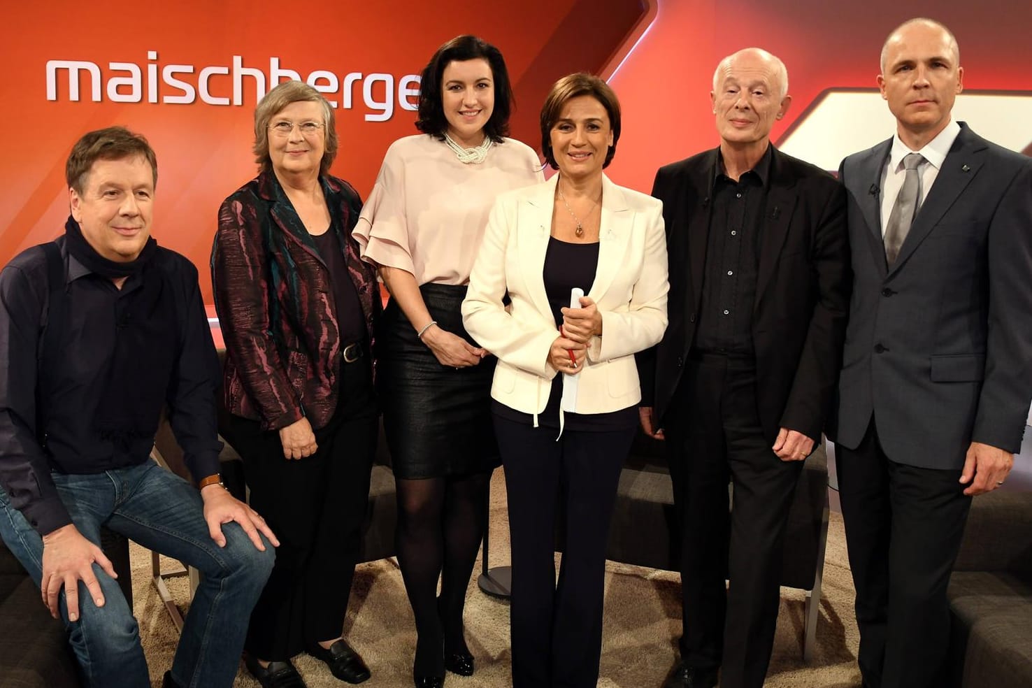 Bei Sandra Maischberger diskutierten: Jörg Kachelmann, Bärbel Höhn, Dorothee Bär, Hans Joachim Schellnhuber und Alex Reichmuth (von links nach rechts).