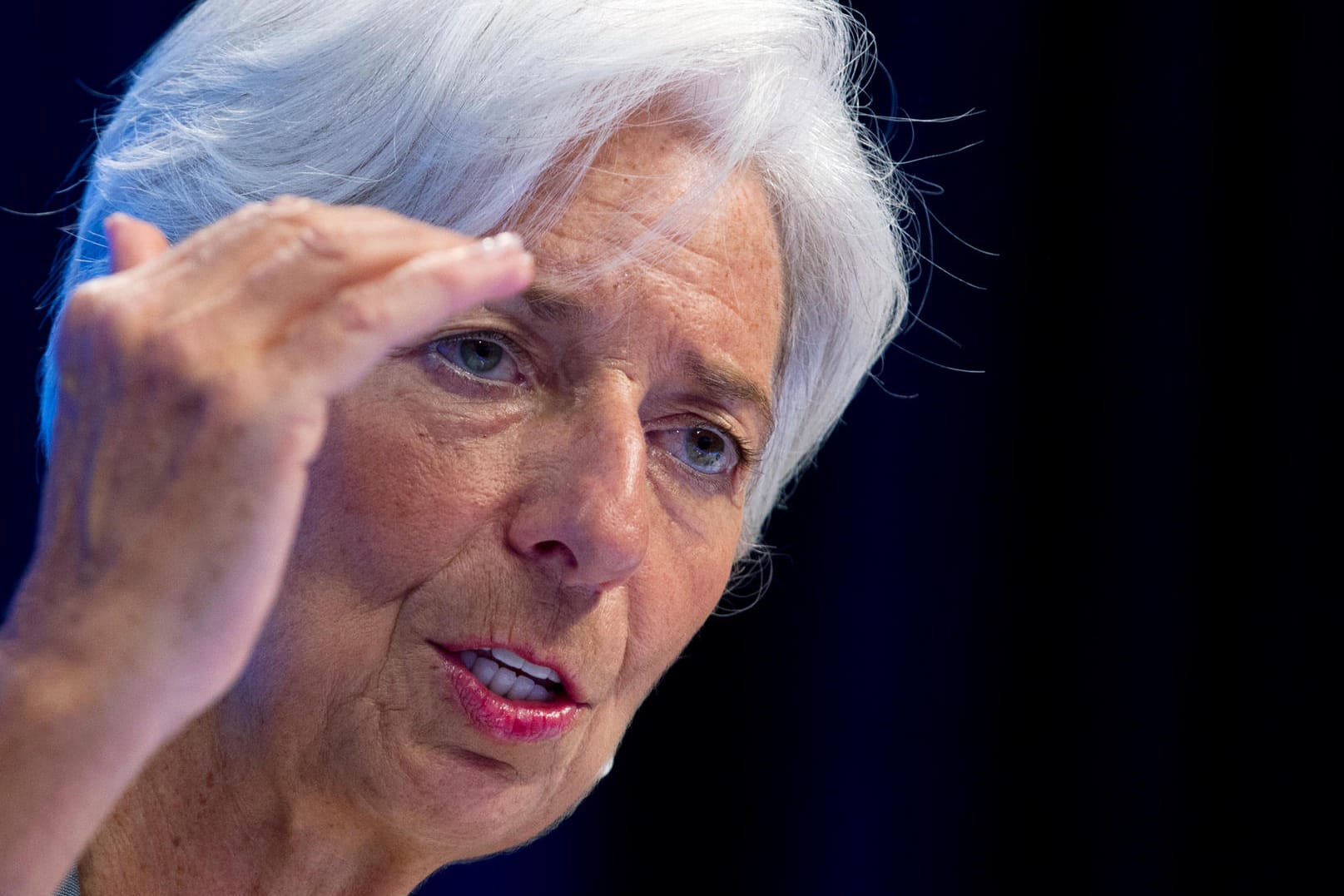 IWF-Chefin Christine Lagarde die Handelspolitik von US-Präsident Donald Trump scharf kritisiert.