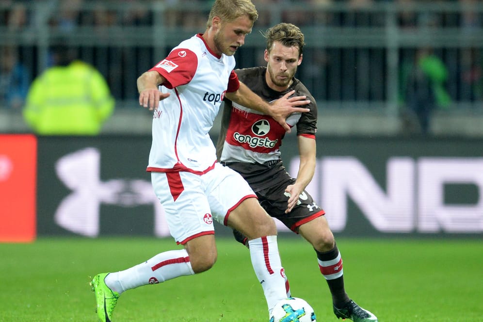 Kaiserslauterns Sebastian Andersson (l.) erzielte im Spiel beim FC St. Pauli Zweitligatreffer Nummer fünf.
