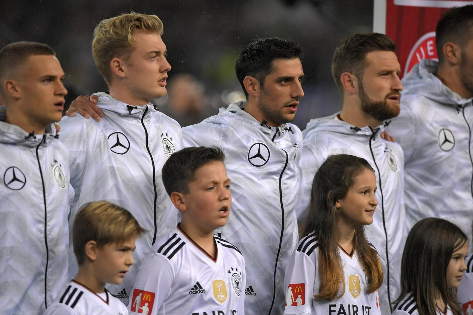 Joshua Kimmich (v. l.), Julian Brandt, Lars Stindl, Skhodran Mustafi und Niklas Süle wollen 2018 in Russland im neuen WM-Trikot auflaufen.