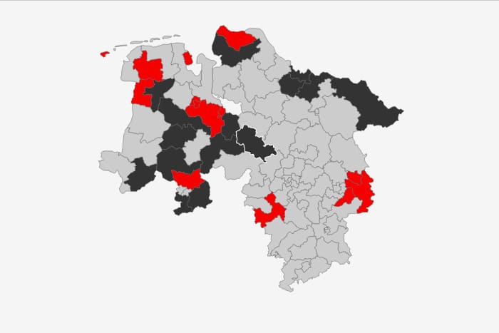 Die Wahlkreise in Niedersachsen.