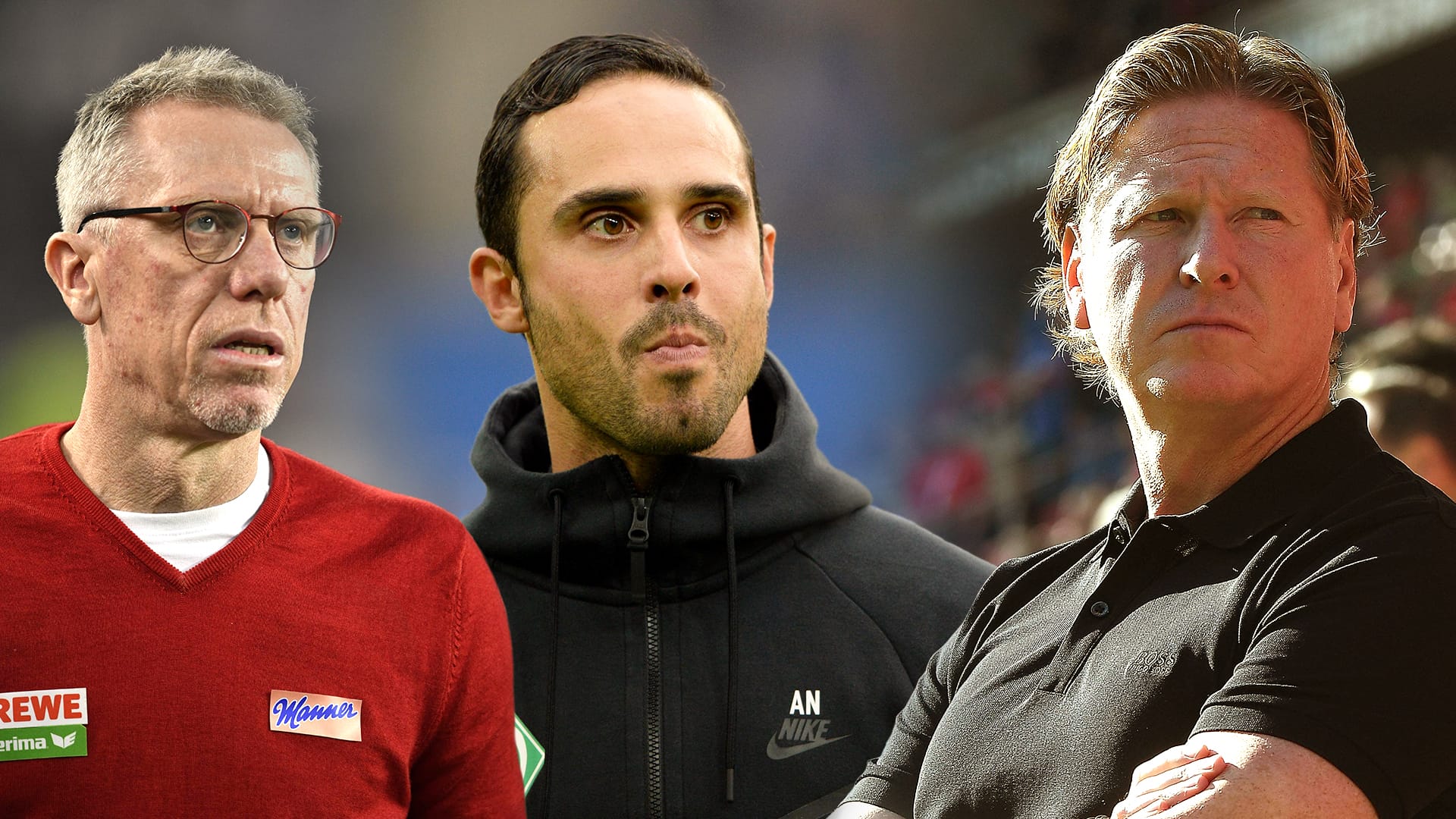 Schwere Zeiten für Peter Stöger (l.), Alexander Nouri und Markus Gisdol. Schwere Zeiten für Peter Stöger (l.), Alexander Nouri und Markus Gisdol.