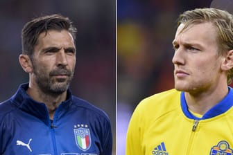 Gianluigi Buffon (l.) und Italien bekommen es mit Schweden zu tun.