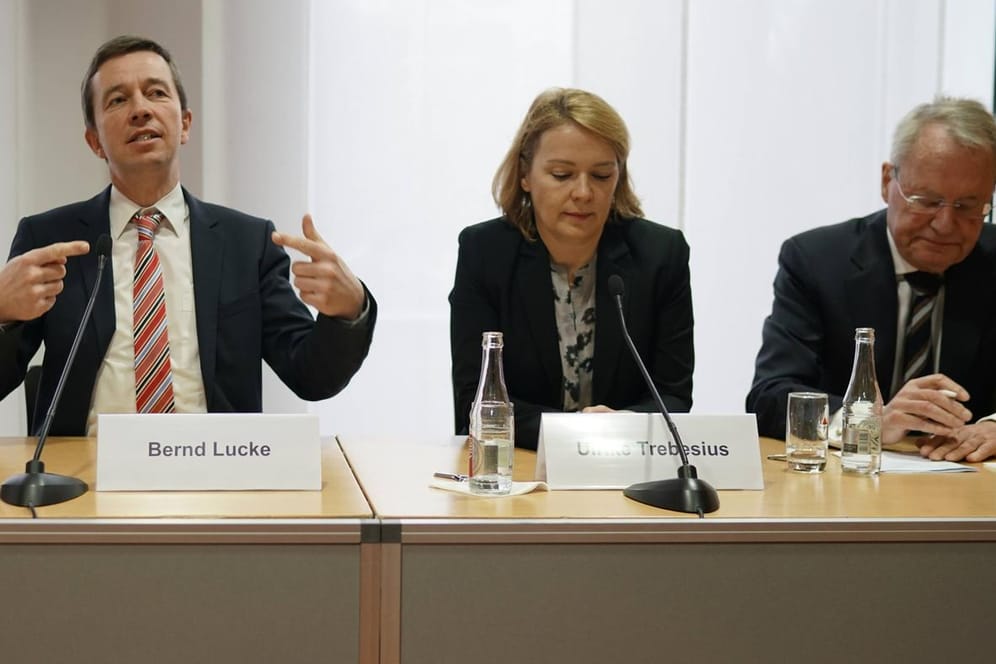 Die ehemaligen AfD-Politiker Bernd Lucke, Ulrike Trebesius und Hans-Olaf Henkel gründeten 2015 die euroskeptische Partei Alfa.