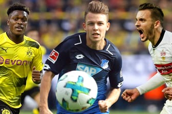 Überraschen bisher mit tollen Leistungen: Dortmunds Dan-Axel Zagadou (von links), Hoffenheims Dennis Geiger und Stuttgarts Anastasios Donis.