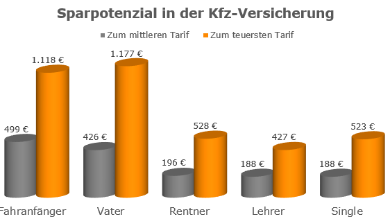 Fünf typische Musterprofile haben t-online.de und verivox untersucht.