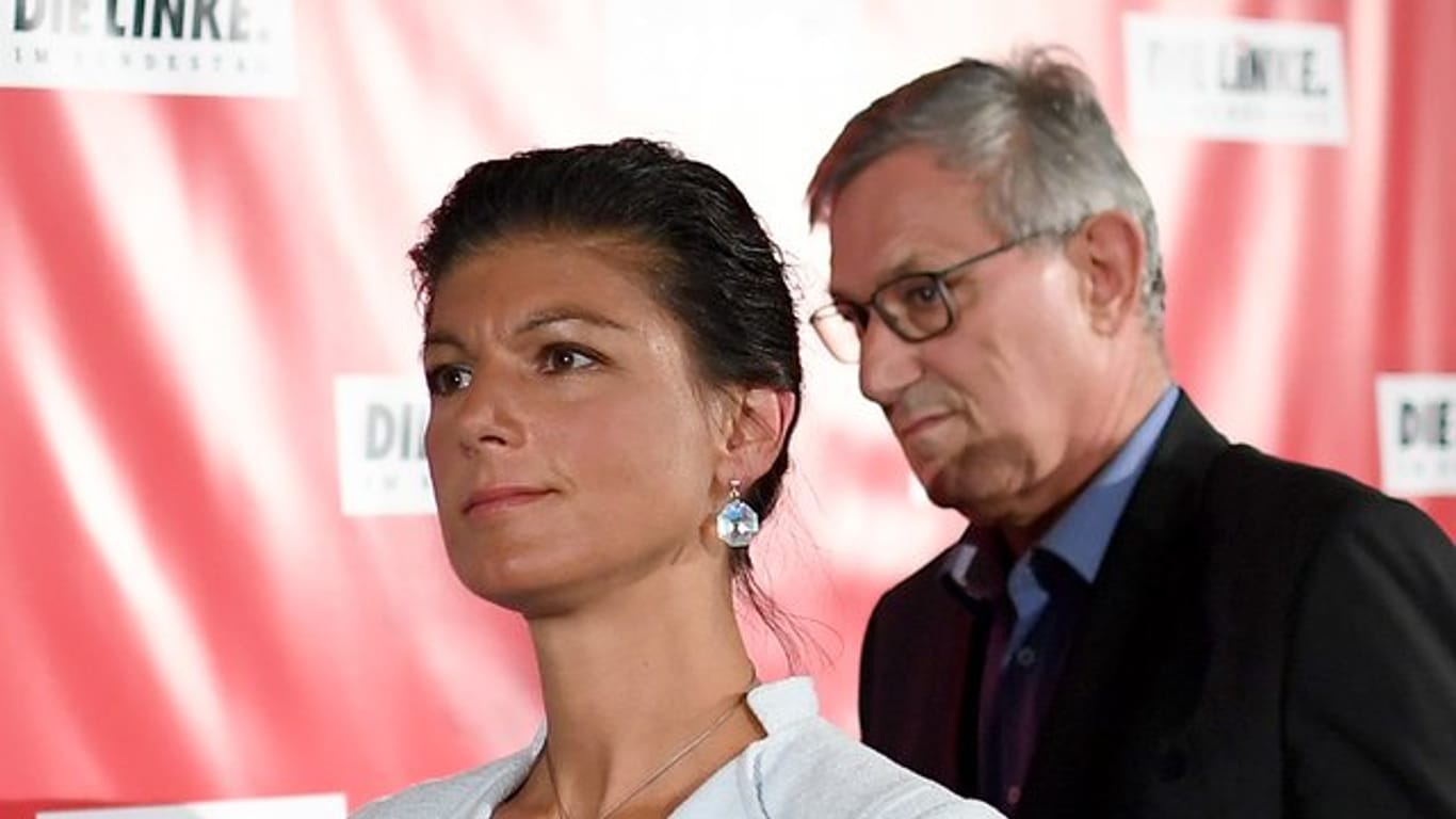 Die Fraktionsvorsitzende der Partei Die Linke im Bundestag, Sahra Wagenknecht und der Bundesvorsitzende Bernd Riexinger.