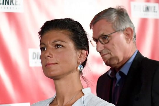Die Fraktionsvorsitzende der Partei Die Linke im Bundestag, Sahra Wagenknecht und der Bundesvorsitzende Bernd Riexinger.
