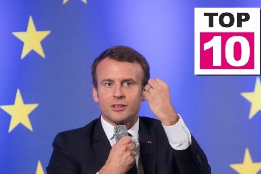Frankreichs Staatspräsident Emmanuel Macron spricht am 10. Oktober 2017 in Frankfurt am Main (Hessen) an der Johann Wolfgang Goethe-Universität.