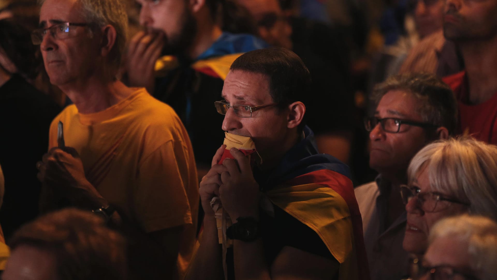 Demonstranten, die für die Unabhängigkeit Kataloniens sind, in Barcelona. Demonstranten, die für die Unabhängigkeit Kataloniens sind, in Barcelona.