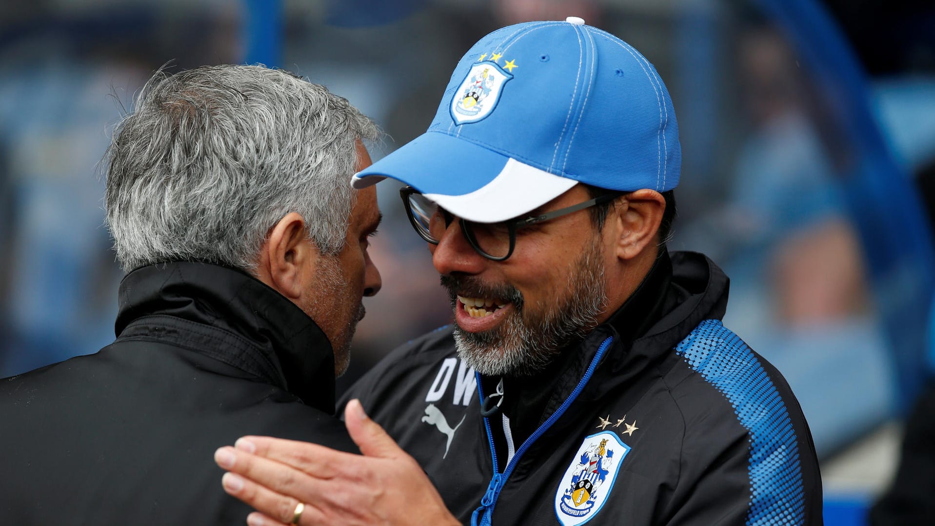 Huddersfield-Coach David Wagner (r.) sorgt für die erste Niederlage von Manchester United. Huddersfield-Coach David Wagner (r.) sorgt für die erste Niederlage von Manchester United.