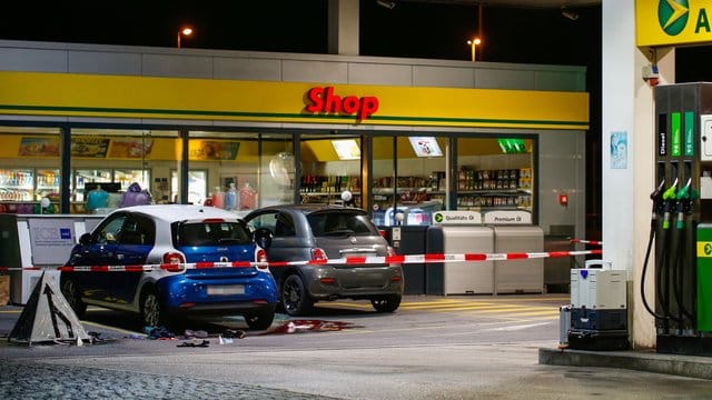 Der Täter wurde an einer Tankstelle von der Polizei angeschossen und festgenommen.