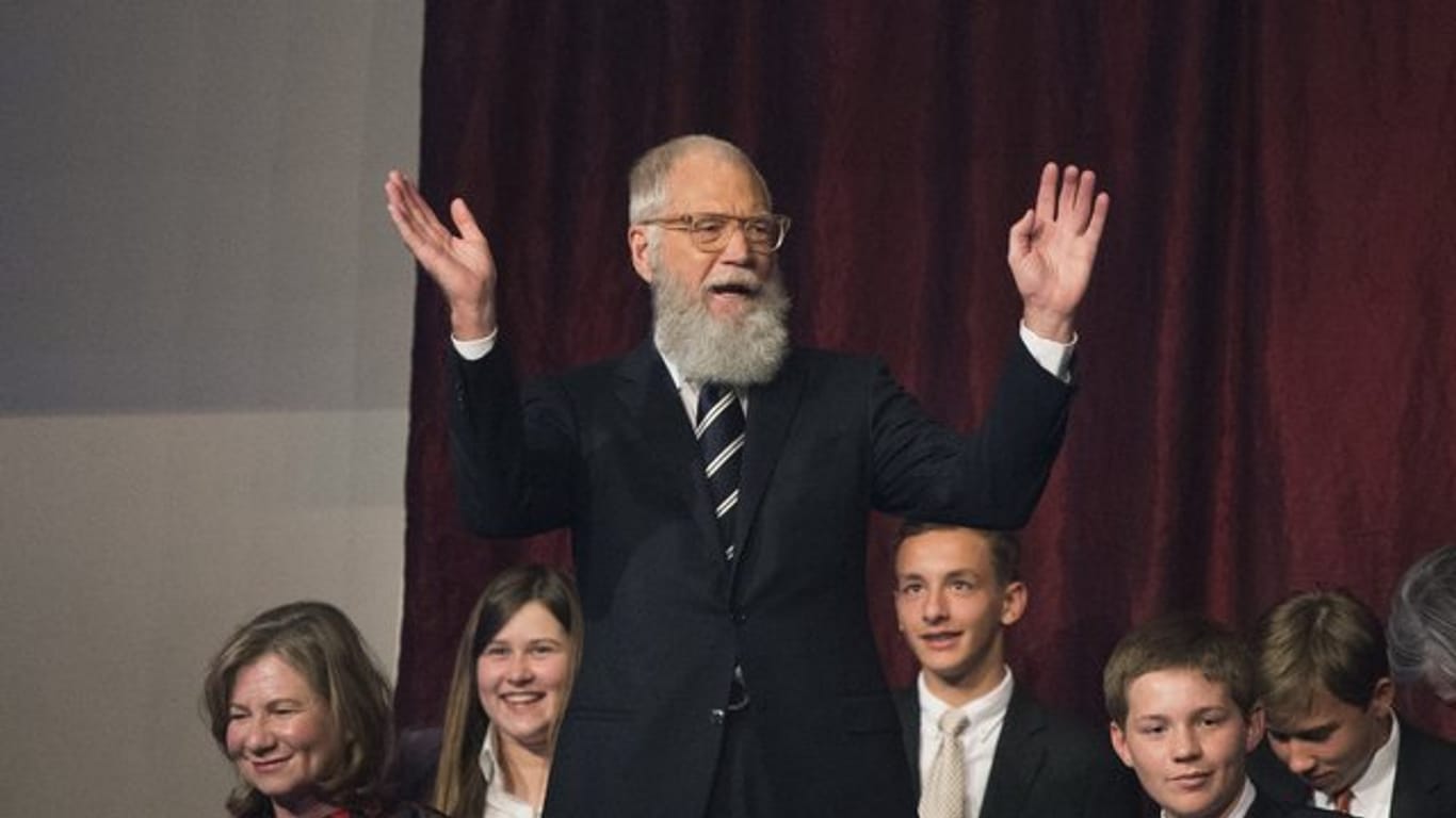 David Letterman (m) freut sich in Washington D.