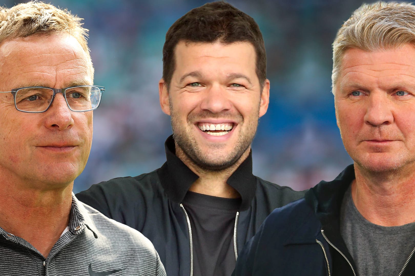 Gäste in Leipzig: Ralf Rangnick, Michael Ballack und t-online.de-Kolumnist Stefan Effenberg.